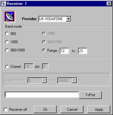 Receivers setup screen